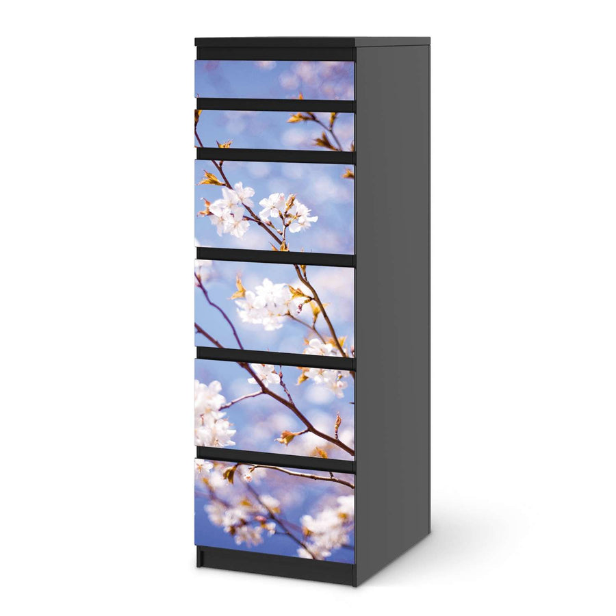 Klebefolie Apple Blossoms - IKEA Malm Kommode 6 Schubladen (schmal) - schwarz