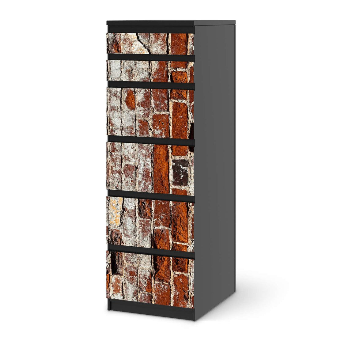 Klebefolie Backstein - IKEA Malm Kommode 6 Schubladen (schmal) - schwarz