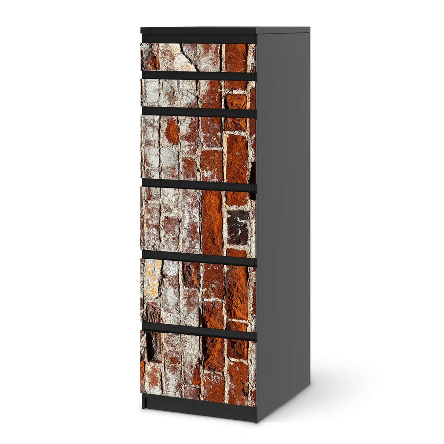 Klebefolie Backstein - IKEA Malm Kommode 6 Schubladen (schmal) - schwarz