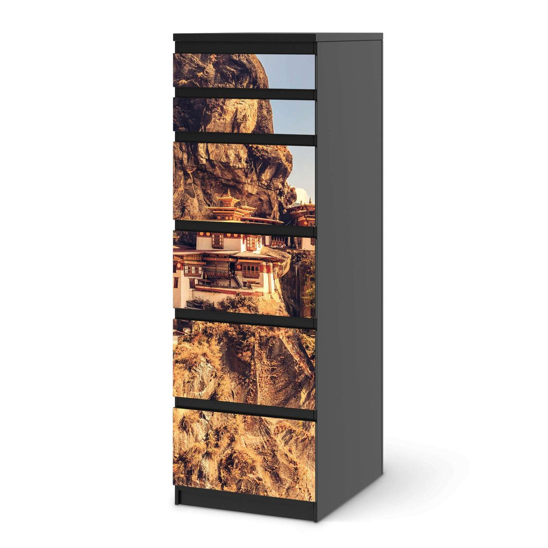 Klebefolie Bhutans Paradise - IKEA Malm Kommode 6 Schubladen (schmal) - schwarz