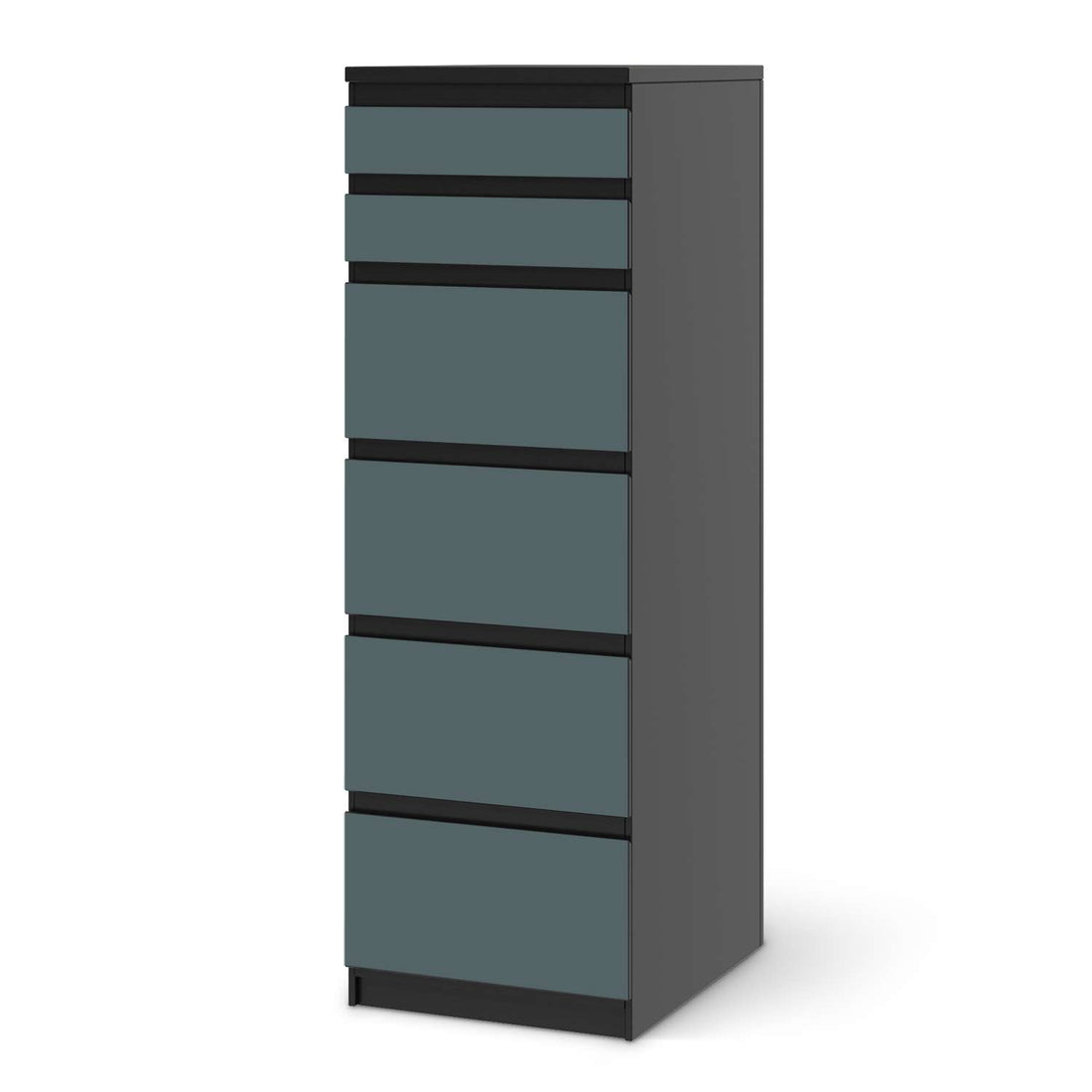 Klebefolie Blaugrau Light - IKEA Malm Kommode 6 Schubladen (schmal) - schwarz
