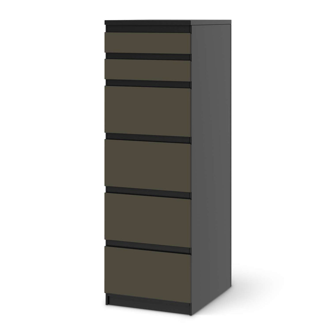 Klebefolie Braungrau Dark - IKEA Malm Kommode 6 Schubladen (schmal) - schwarz