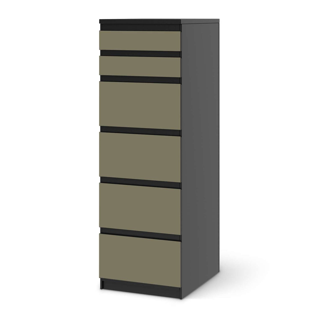 Klebefolie Braungrau Light - IKEA Malm Kommode 6 Schubladen (schmal) - schwarz