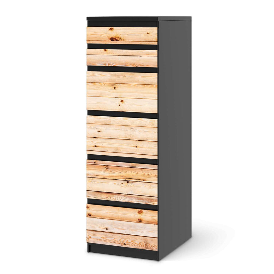 Klebefolie Bright Planks - IKEA Malm Kommode 6 Schubladen (schmal) - schwarz