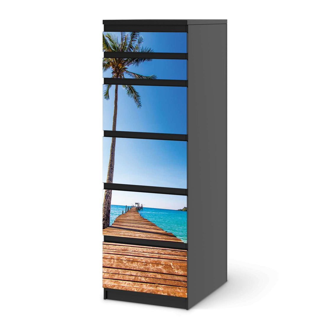 Klebefolie Caribbean - IKEA Malm Kommode 6 Schubladen (schmal) - schwarz