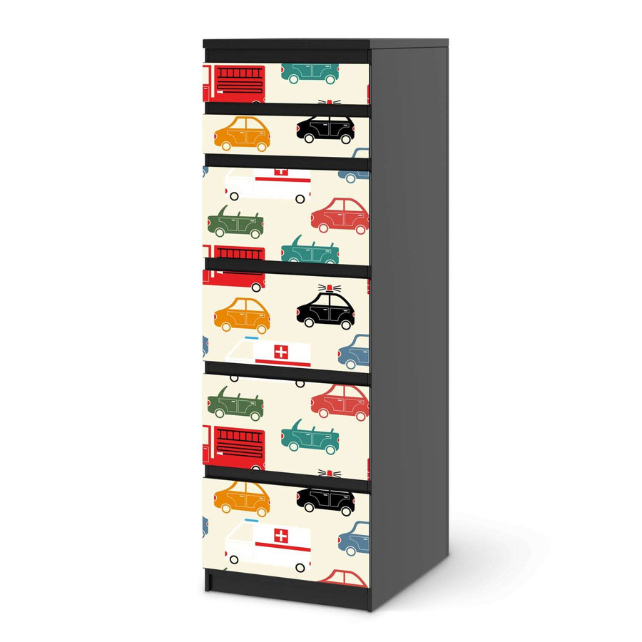 Klebefolie Cars - IKEA Malm Kommode 6 Schubladen (schmal) - schwarz