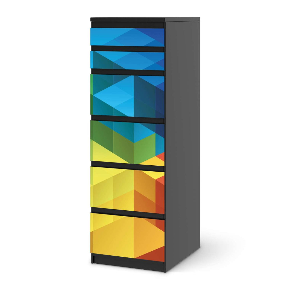 Klebefolie Colored Cubes - IKEA Malm Kommode 6 Schubladen (schmal) - schwarz