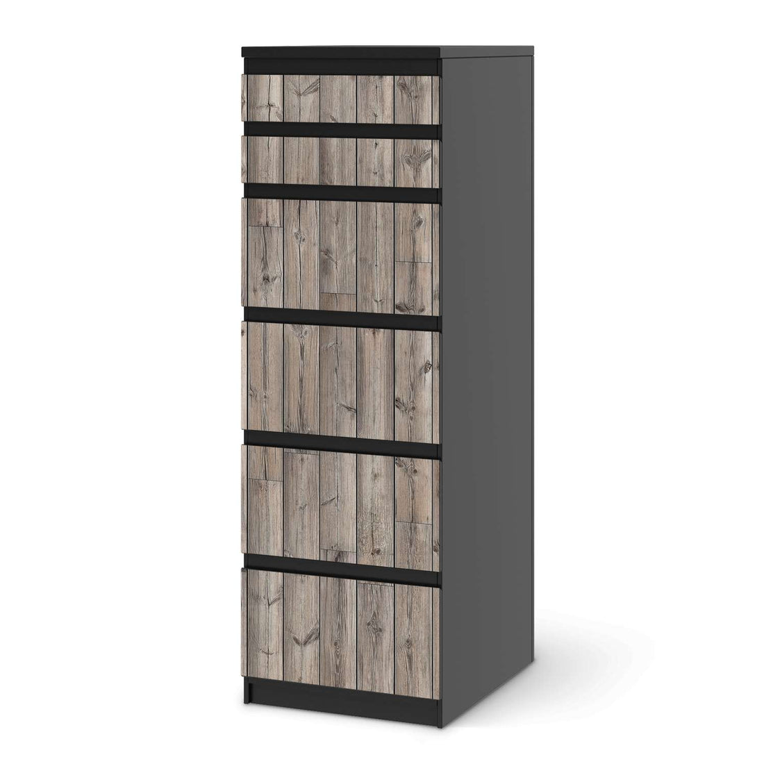 Klebefolie Dark washed - IKEA Malm Kommode 6 Schubladen (schmal) - schwarz