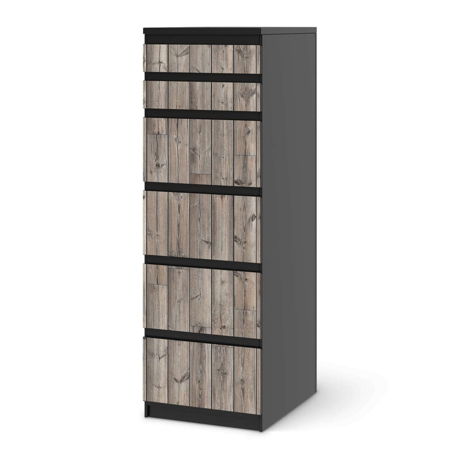 Klebefolie Dark washed - IKEA Malm Kommode 6 Schubladen (schmal) - schwarz
