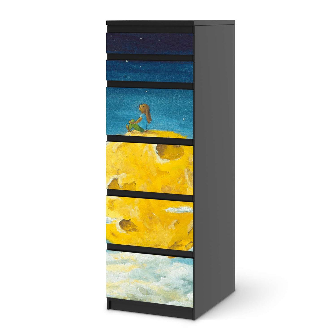 Klebefolie Fernweh - IKEA Malm Kommode 6 Schubladen (schmal) - schwarz