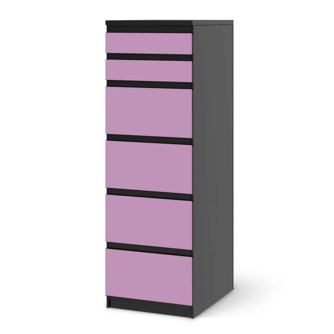 Klebefolie Flieder Light - IKEA Malm Kommode 6 Schubladen (schmal) - schwarz