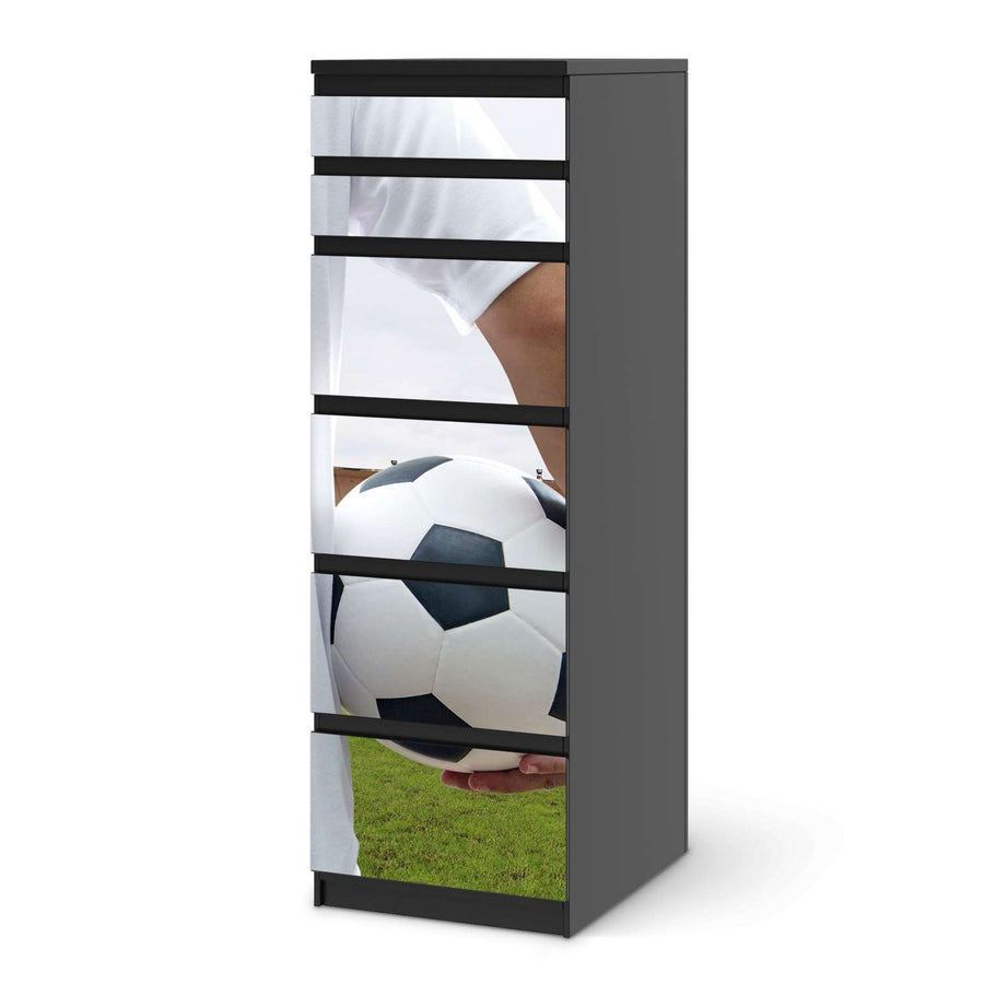 Klebefolie Footballmania - IKEA Malm Kommode 6 Schubladen (schmal) - schwarz