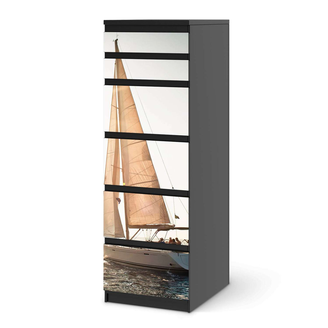 Klebefolie Freedom - IKEA Malm Kommode 6 Schubladen (schmal) - schwarz