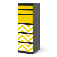 Klebefolie Gelbe Zacken - IKEA Malm Kommode 6 Schubladen (schmal) - schwarz