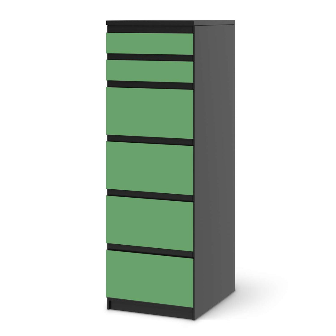 Klebefolie Grün Light - IKEA Malm Kommode 6 Schubladen (schmal) - schwarz