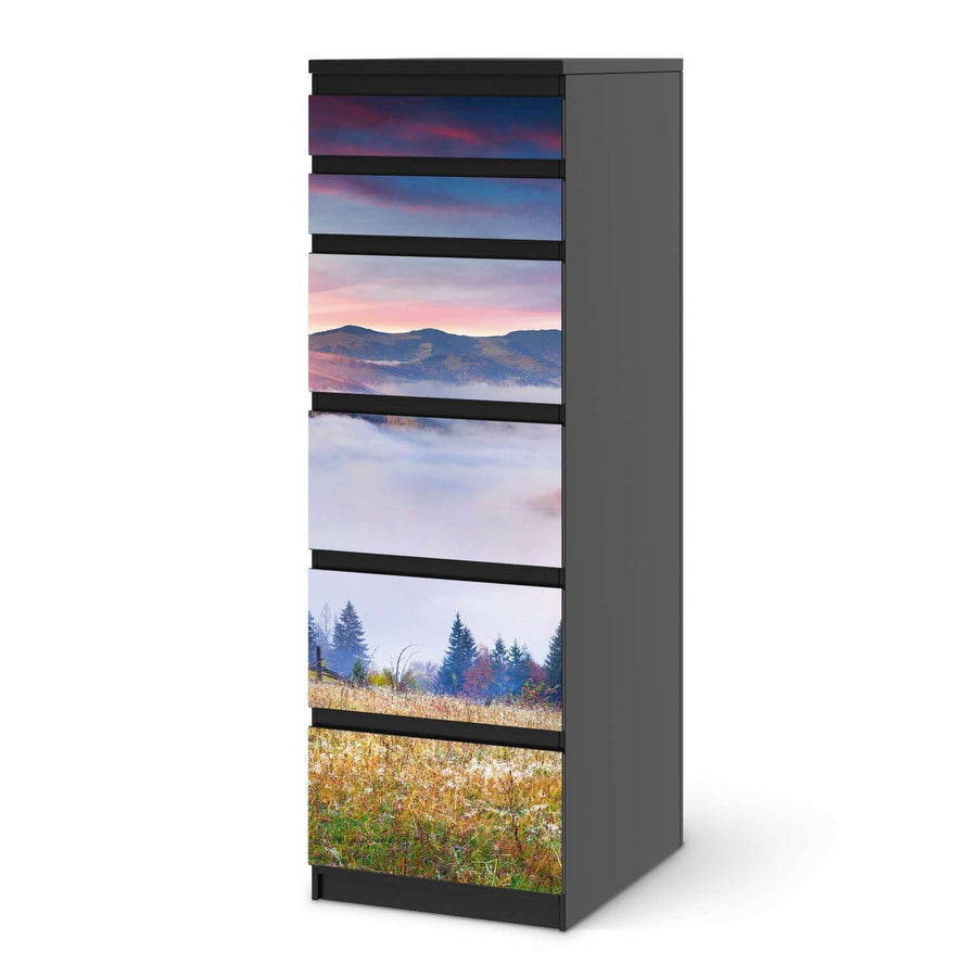 Klebefolie Herbstwald - IKEA Malm Kommode 6 Schubladen (schmal) - schwarz