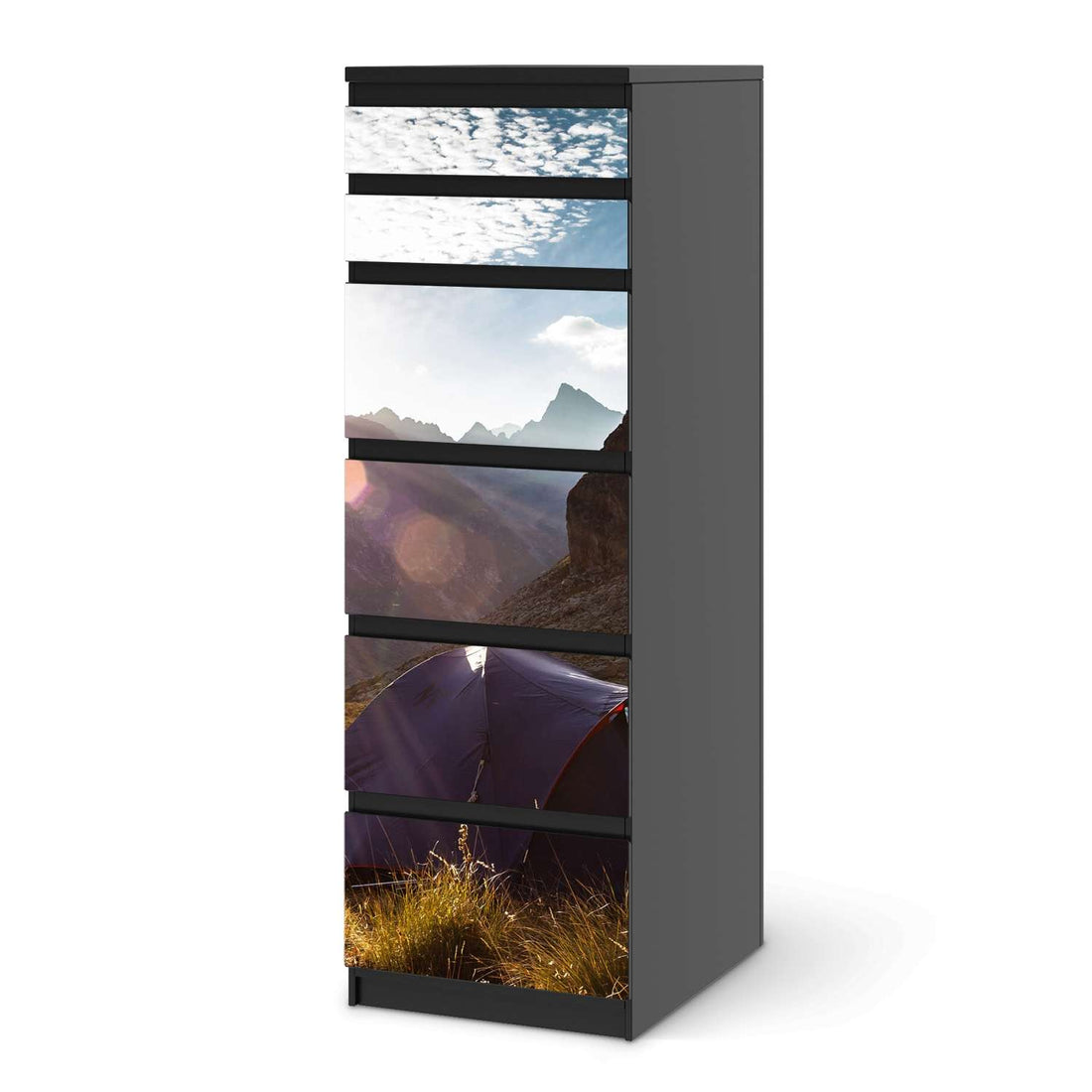Klebefolie Into the Wild - IKEA Malm Kommode 6 Schubladen (schmal) - schwarz