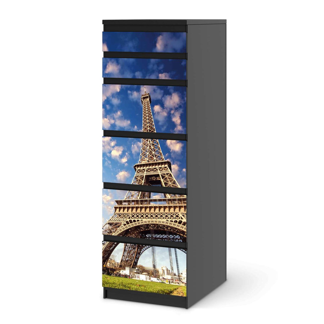 Klebefolie La Tour Eiffel - IKEA Malm Kommode 6 Schubladen (schmal) - schwarz