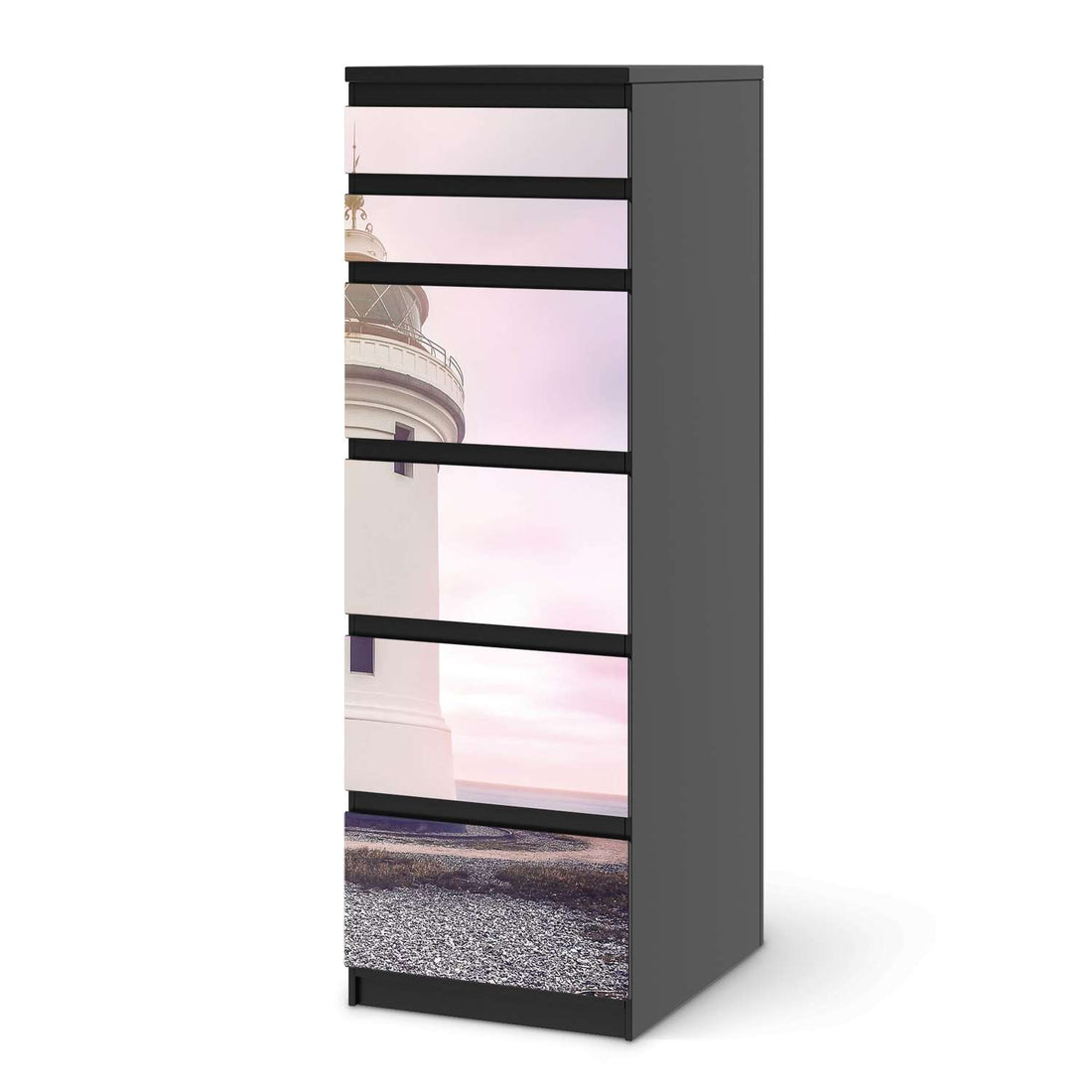 Klebefolie Lighthouse - IKEA Malm Kommode 6 Schubladen (schmal) - schwarz