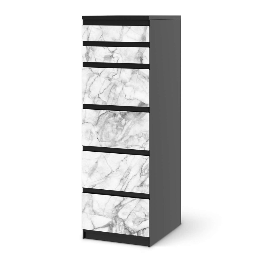Klebefolie Marmor weiß - IKEA Malm Kommode 6 Schubladen (schmal) - schwarz