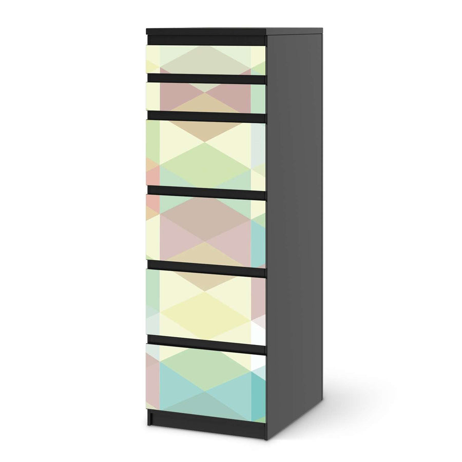 Klebefolie Melitta Pastell Geometrie - IKEA Malm Kommode 6 Schubladen (schmal) - schwarz