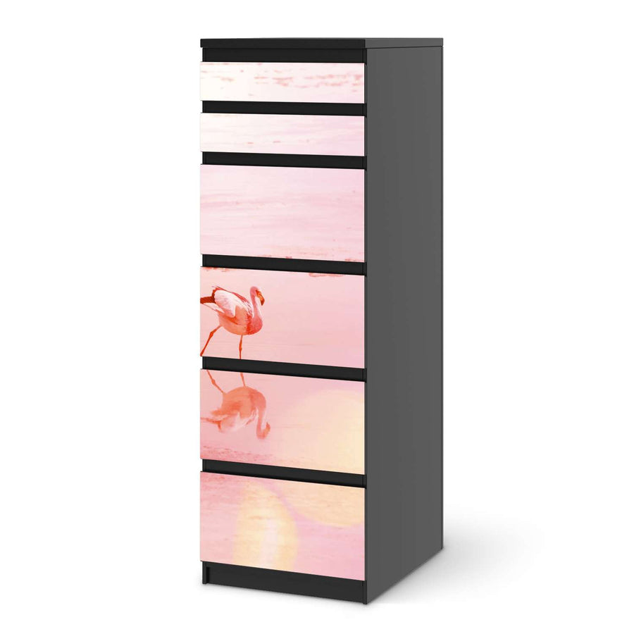Klebefolie Mr. Flamingo - IKEA Malm Kommode 6 Schubladen (schmal) - schwarz