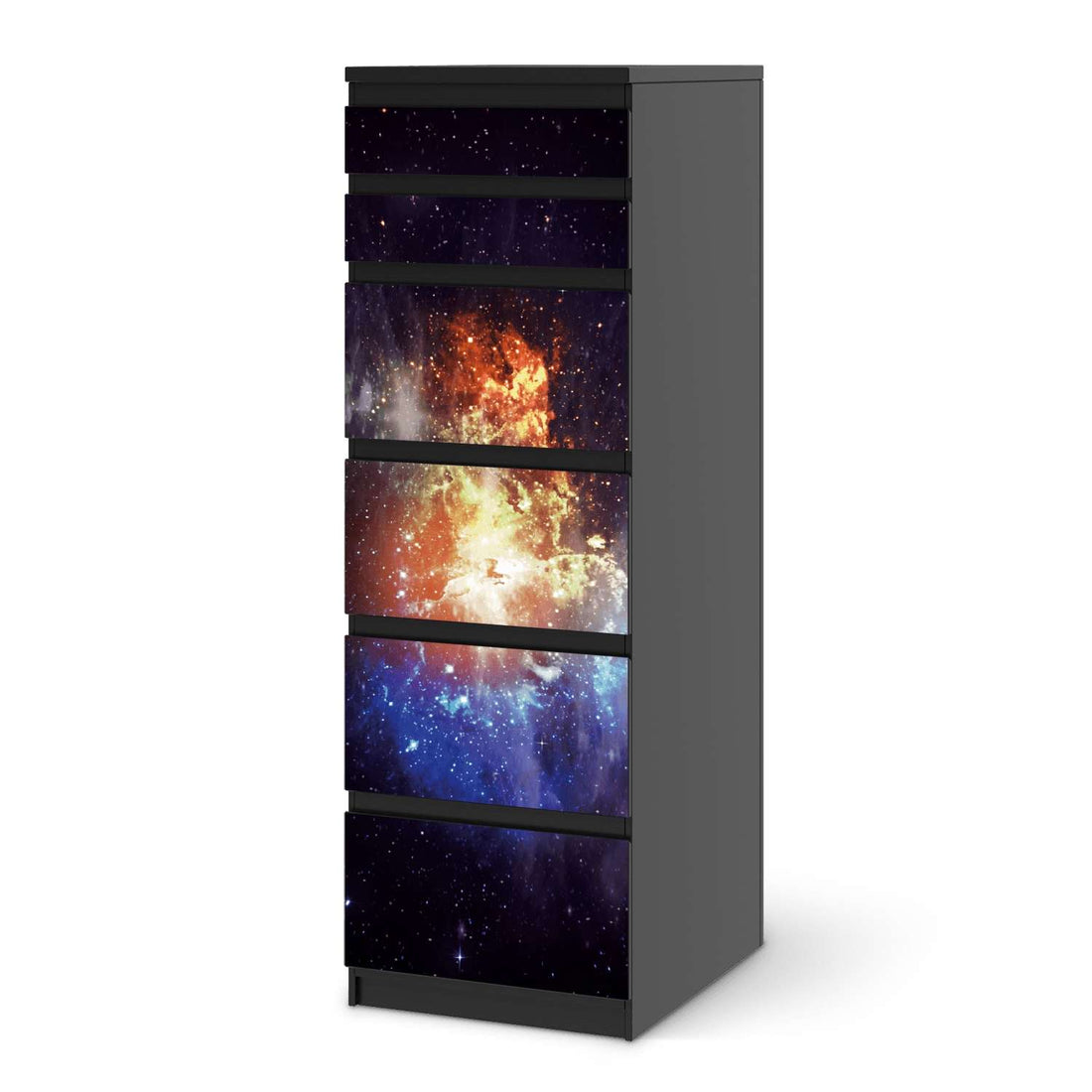 Klebefolie Nebula - IKEA Malm Kommode 6 Schubladen (schmal) - schwarz