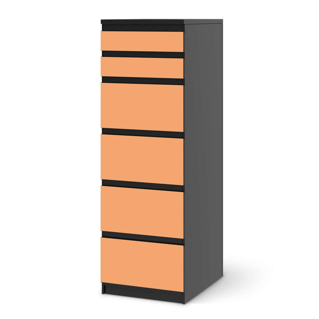 Klebefolie Orange Light - IKEA Malm Kommode 6 Schubladen (schmal) - schwarz