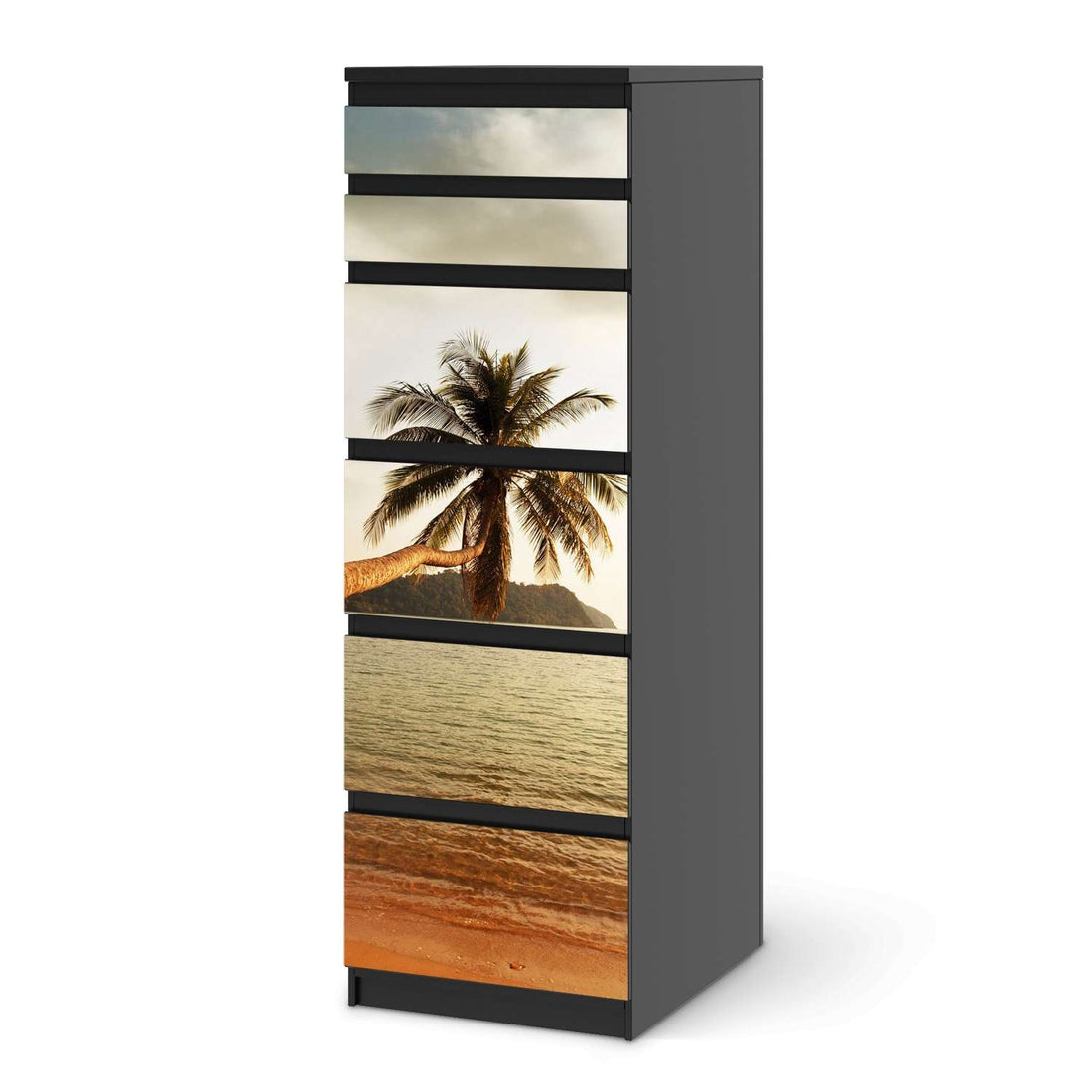 Klebefolie Paradise - IKEA Malm Kommode 6 Schubladen (schmal) - schwarz