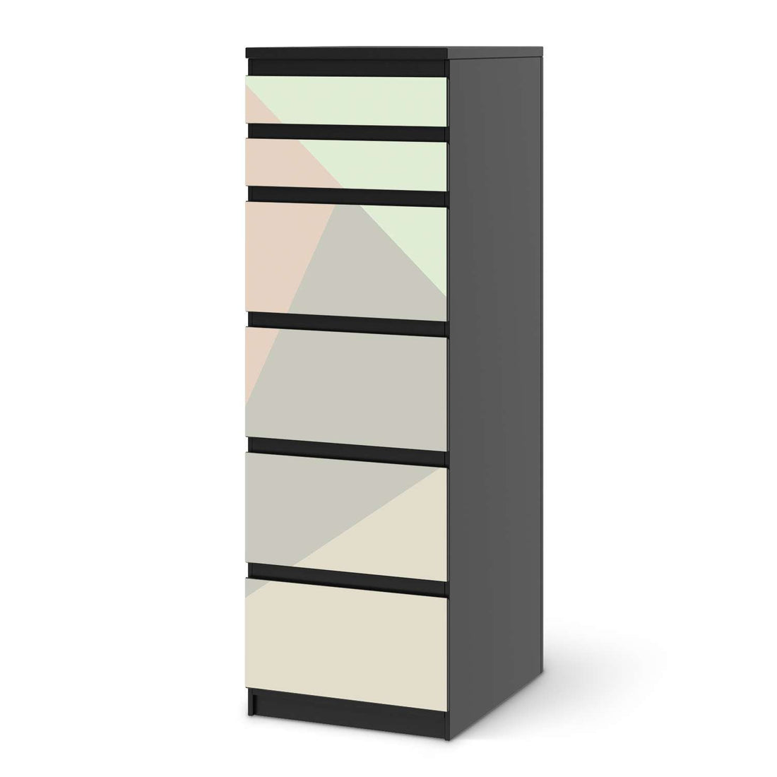 Klebefolie Pastell Geometrik - IKEA Malm Kommode 6 Schubladen (schmal) - schwarz