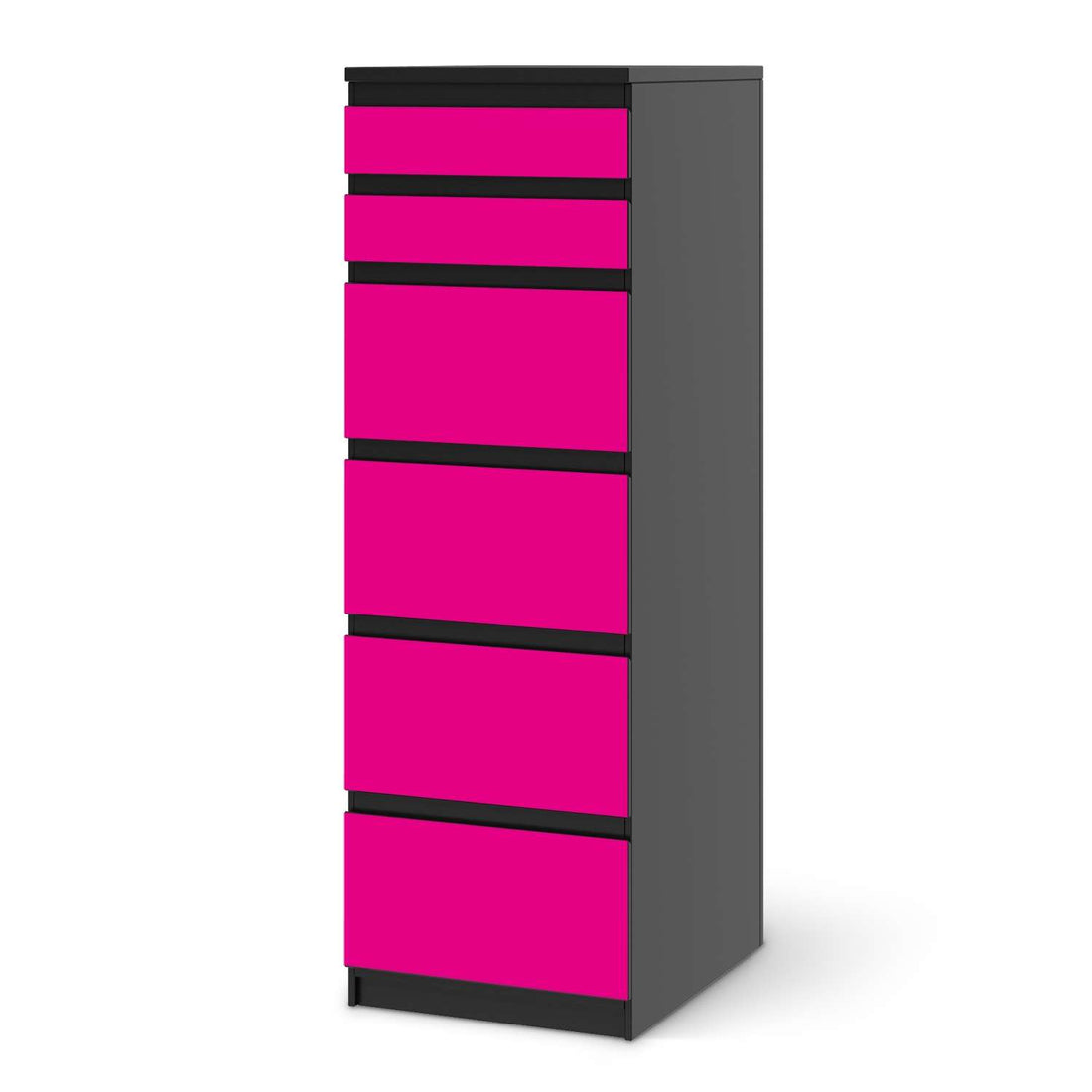 Klebefolie Pink Dark - IKEA Malm Kommode 6 Schubladen (schmal) - schwarz