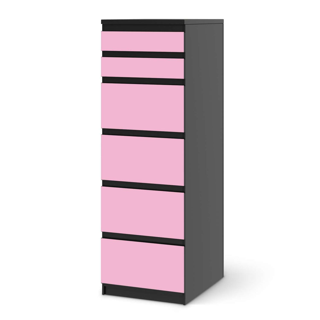 Klebefolie Pink Light - IKEA Malm Kommode 6 Schubladen (schmal) - schwarz