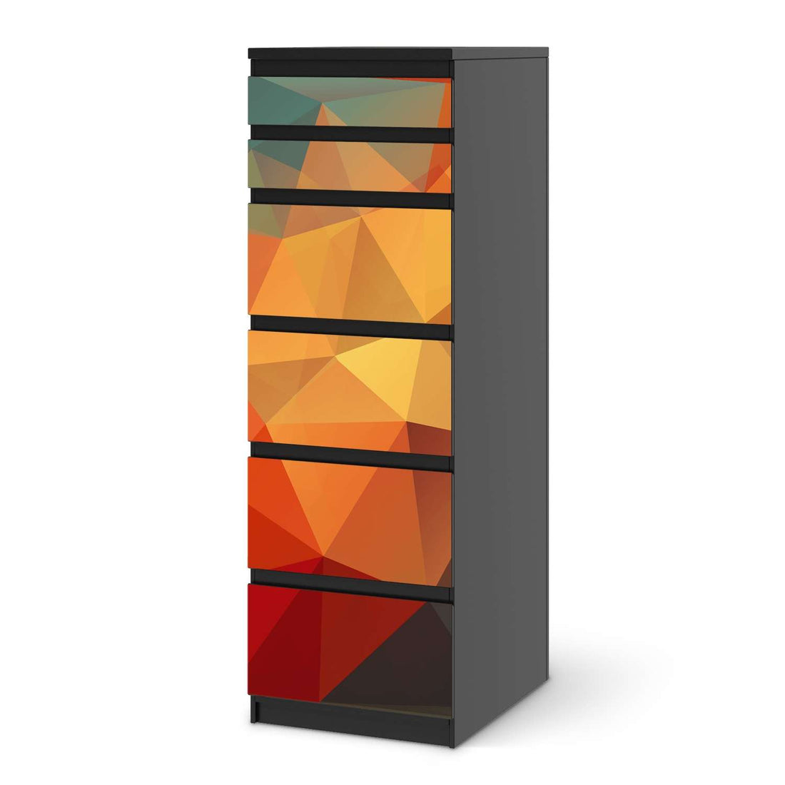 Klebefolie Polygon - IKEA Malm Kommode 6 Schubladen (schmal) - schwarz