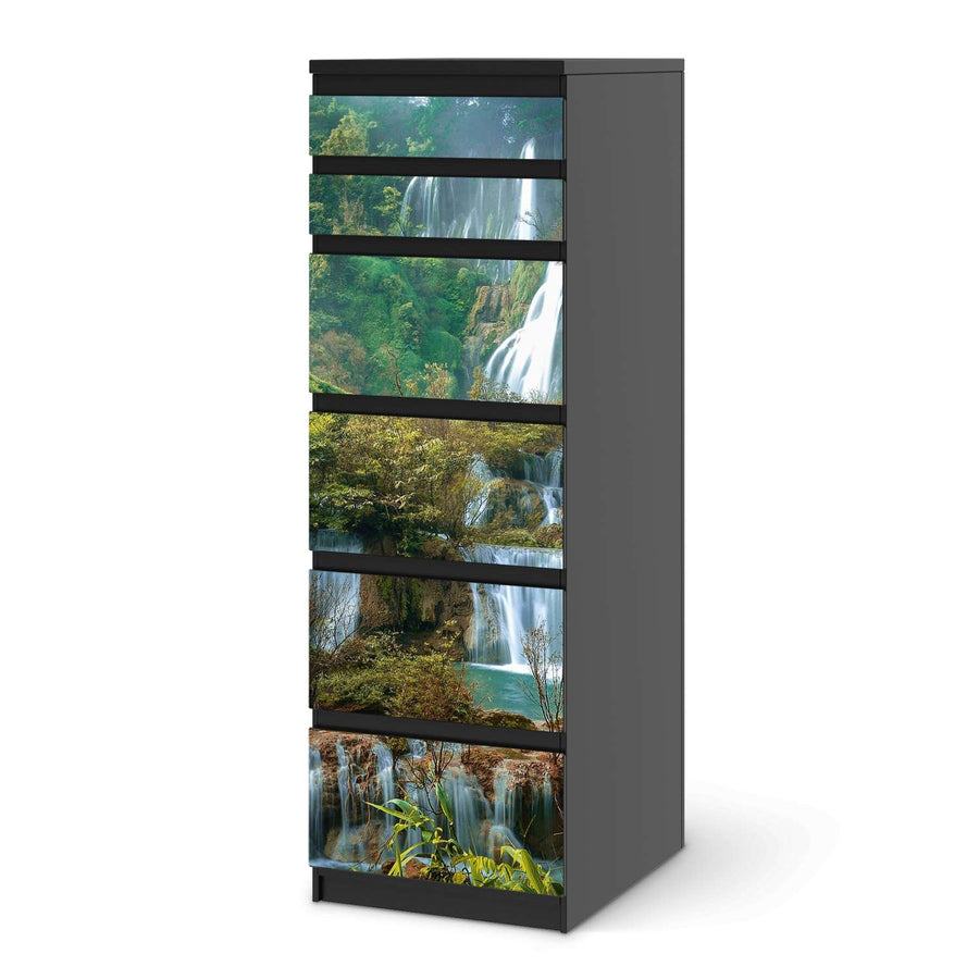 Klebefolie Rainforest - IKEA Malm Kommode 6 Schubladen (schmal) - schwarz