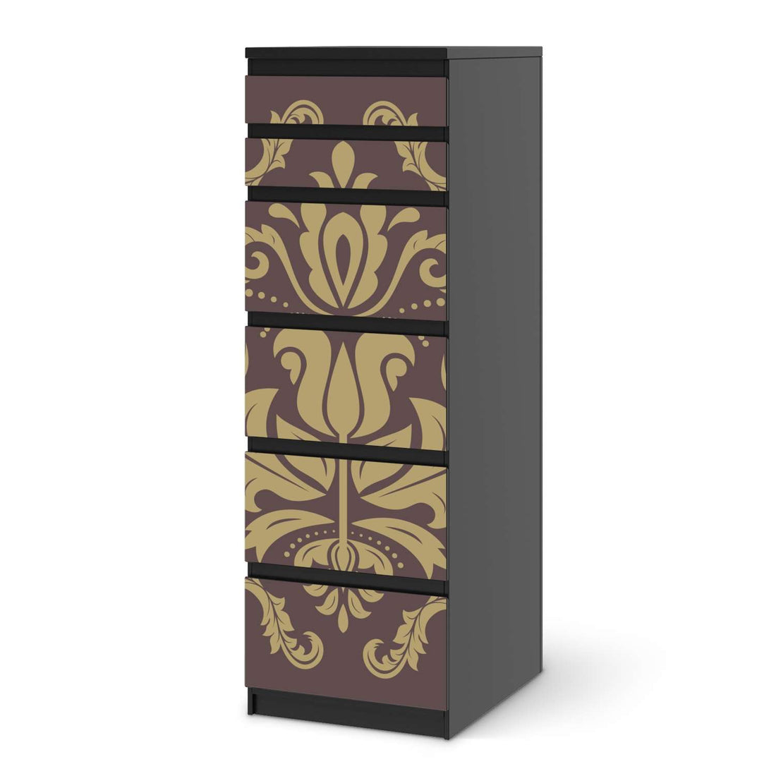 Klebefolie Retro Revival - IKEA Malm Kommode 6 Schubladen (schmal) - schwarz