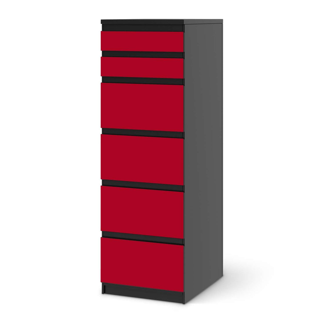 Klebefolie Rot Dark - IKEA Malm Kommode 6 Schubladen (schmal) - schwarz