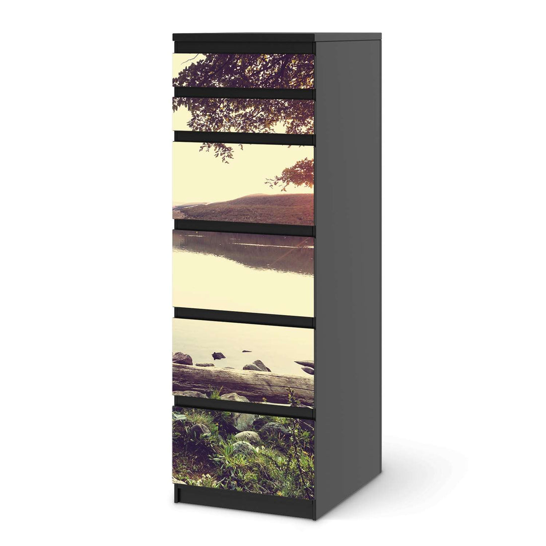 Klebefolie Seaside Dreams - IKEA Malm Kommode 6 Schubladen (schmal) - schwarz