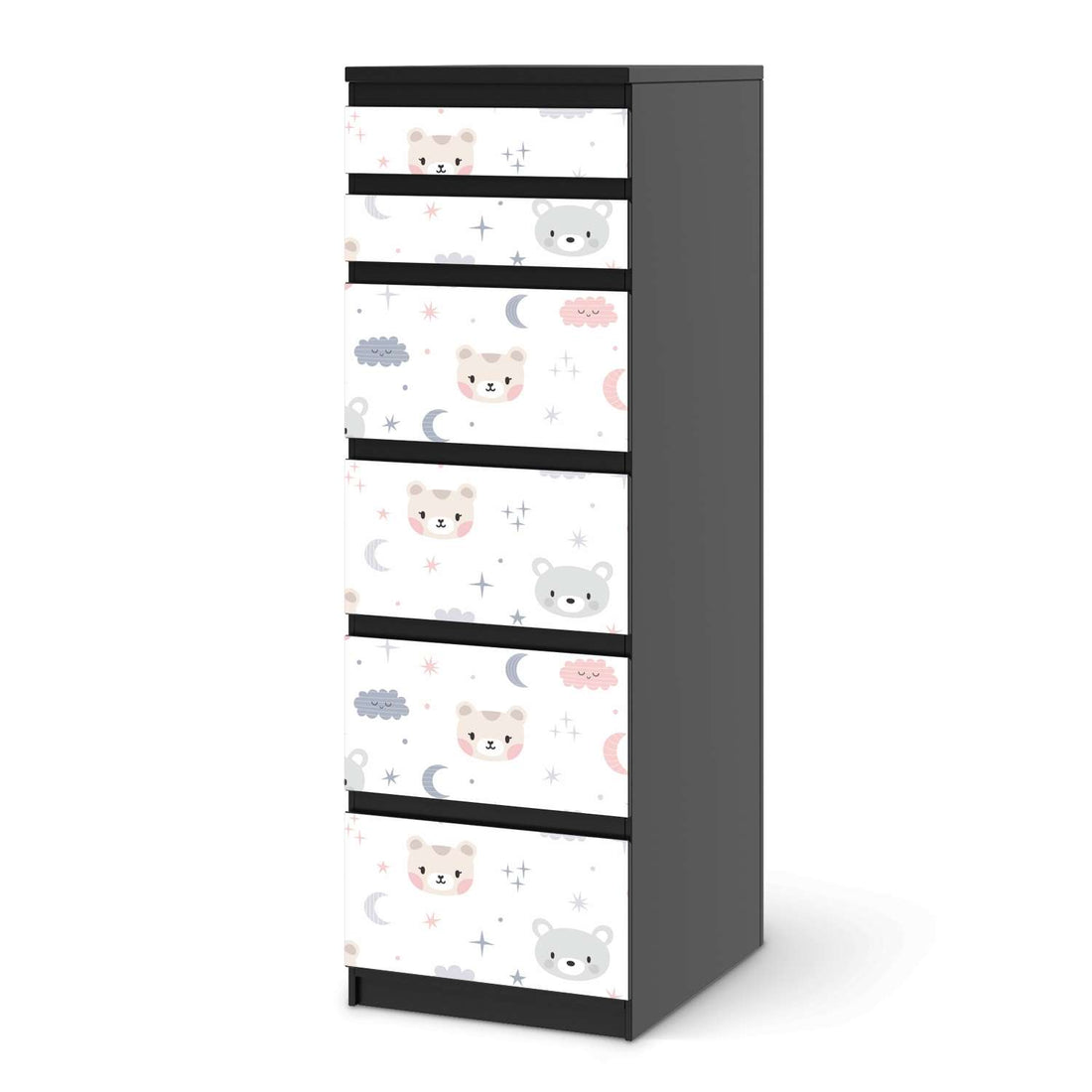 Klebefolie Sweet Dreams - IKEA Malm Kommode 6 Schubladen (schmal) - schwarz
