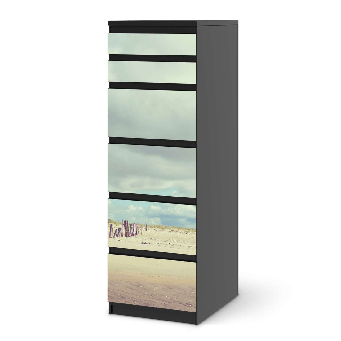 Klebefolie Wellenbrecher - IKEA Malm Kommode 6 Schubladen (schmal) - schwarz