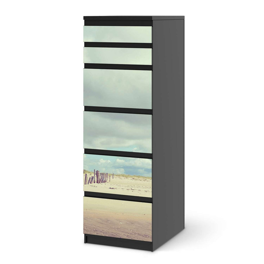 Klebefolie Wellenbrecher - IKEA Malm Kommode 6 Schubladen (schmal) - schwarz