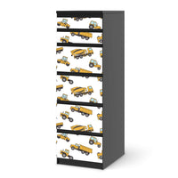 Klebefolie Working Cars - IKEA Malm Kommode 6 Schubladen (schmal) - schwarz