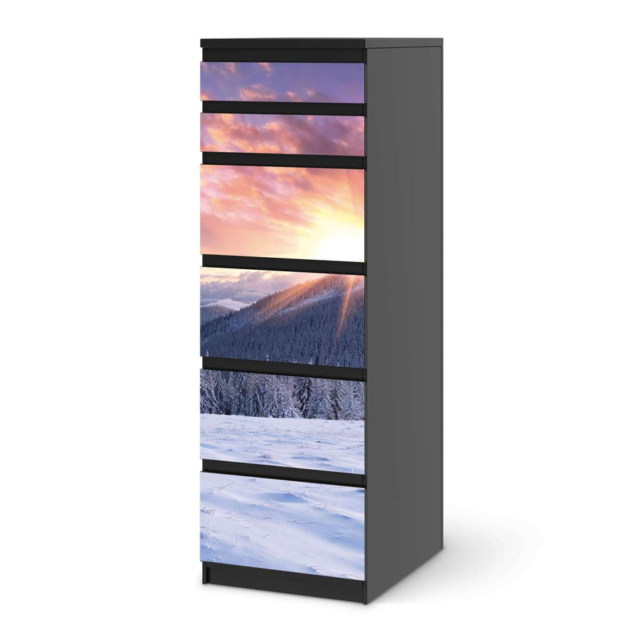Klebefolie Zauberhafte Winterlandschaft - IKEA Malm Kommode 6 Schubladen (schmal) - schwarz