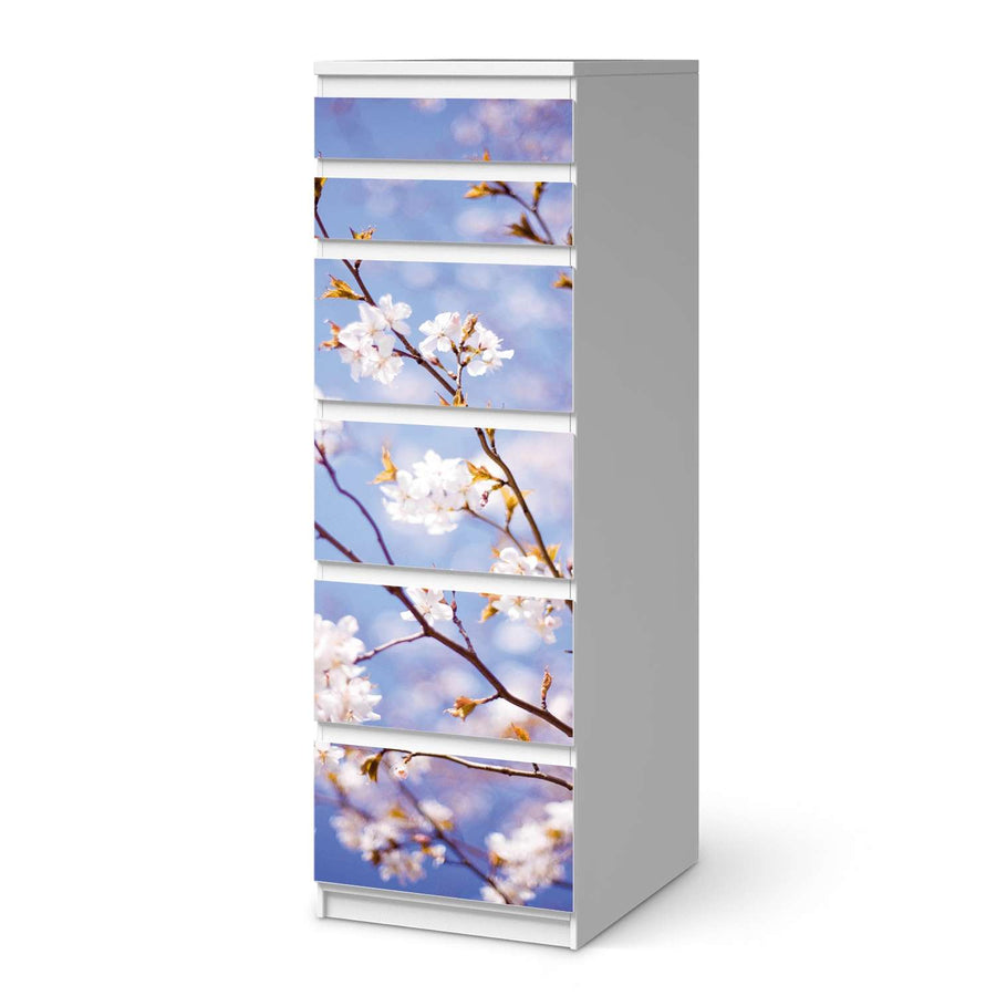 Klebefolie Apple Blossoms - IKEA Malm Kommode 6 Schubladen (schmal)  - weiss