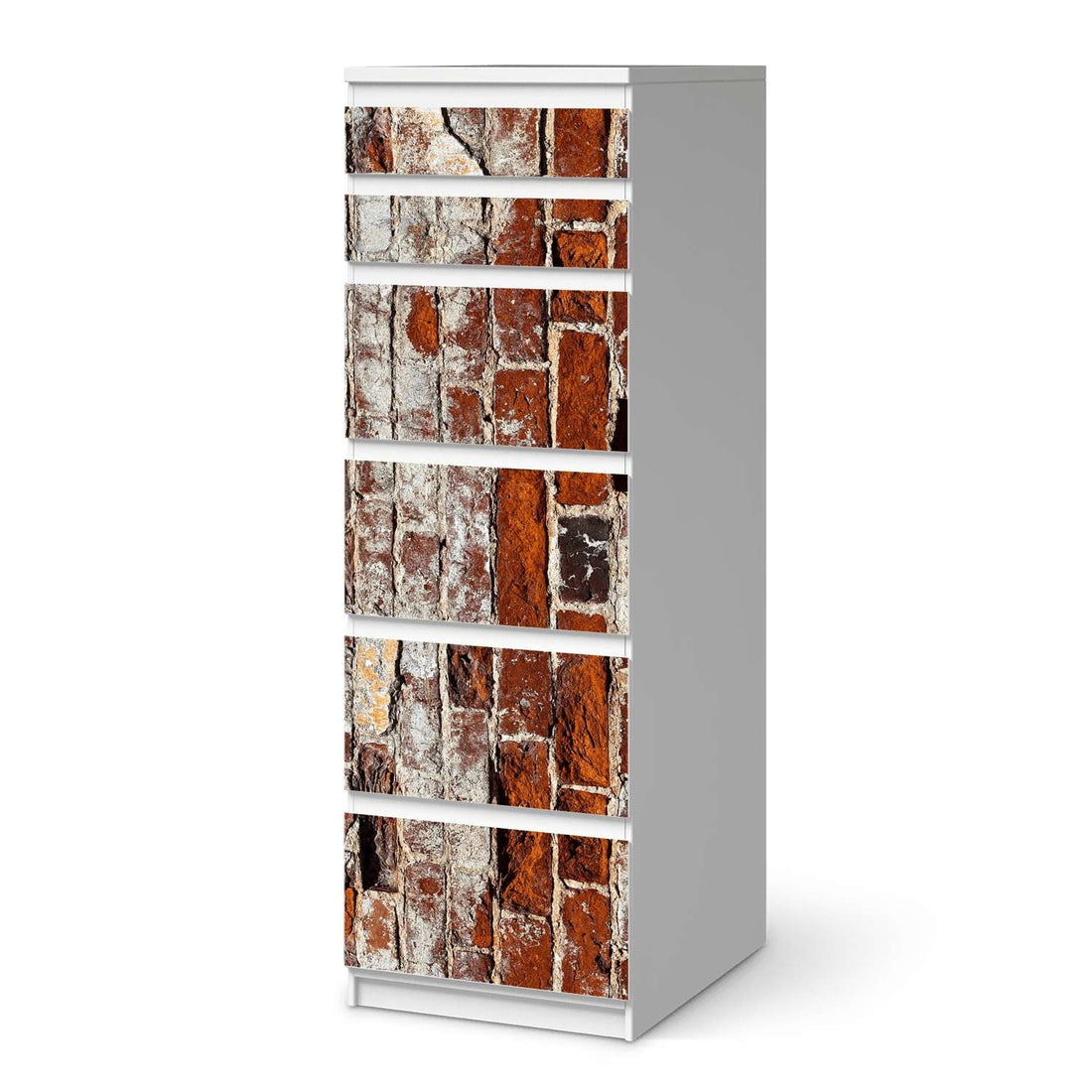 Klebefolie Backstein - IKEA Malm Kommode 6 Schubladen (schmal)  - weiss