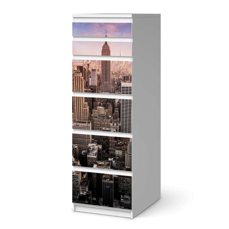 Klebefolie Big Apple - IKEA Malm Kommode 6 Schubladen (schmal)  - weiss