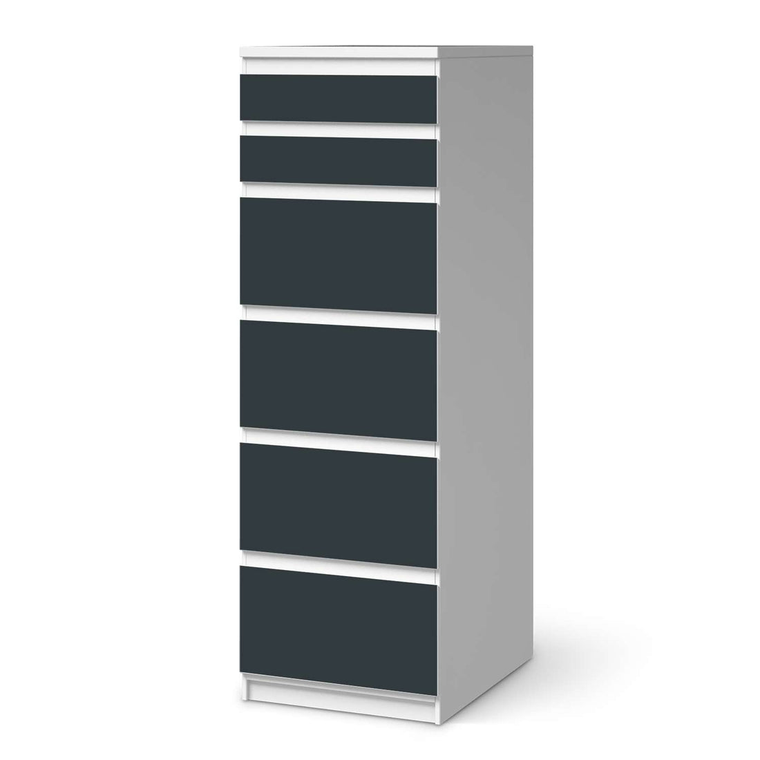 Klebefolie Blaugrau Dark - IKEA Malm Kommode 6 Schubladen (schmal)  - weiss
