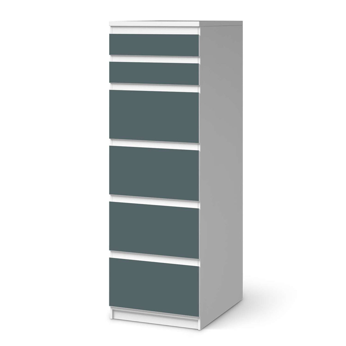 Klebefolie Blaugrau Light - IKEA Malm Kommode 6 Schubladen (schmal)  - weiss