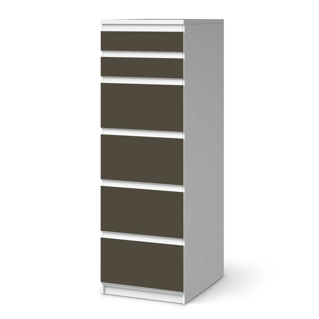 Klebefolie Braungrau Dark - IKEA Malm Kommode 6 Schubladen (schmal)  - weiss