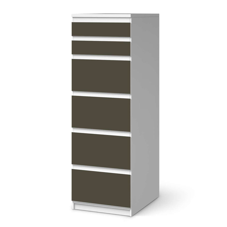 Klebefolie Braungrau Dark - IKEA Malm Kommode 6 Schubladen (schmal)  - weiss