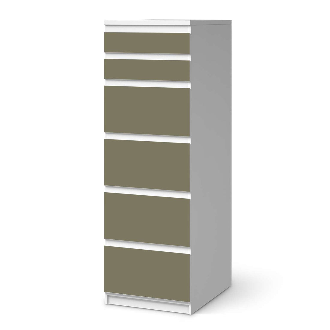 Klebefolie Braungrau Light - IKEA Malm Kommode 6 Schubladen (schmal)  - weiss